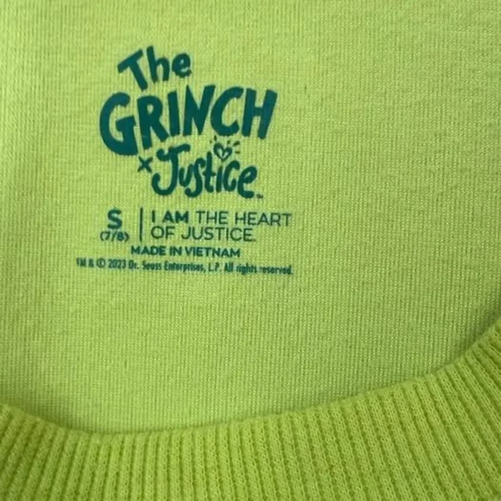 Justice “￼you’re cuddly as the Grinch” sz. small 7/8 like new